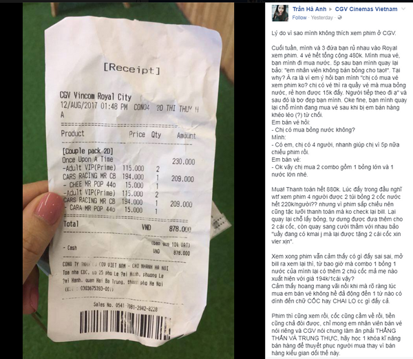 Cảnh báo mất tiền oan tại CGV