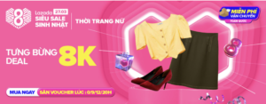 Sinh nhật Lazada đồng giá 8k thời trang nữ